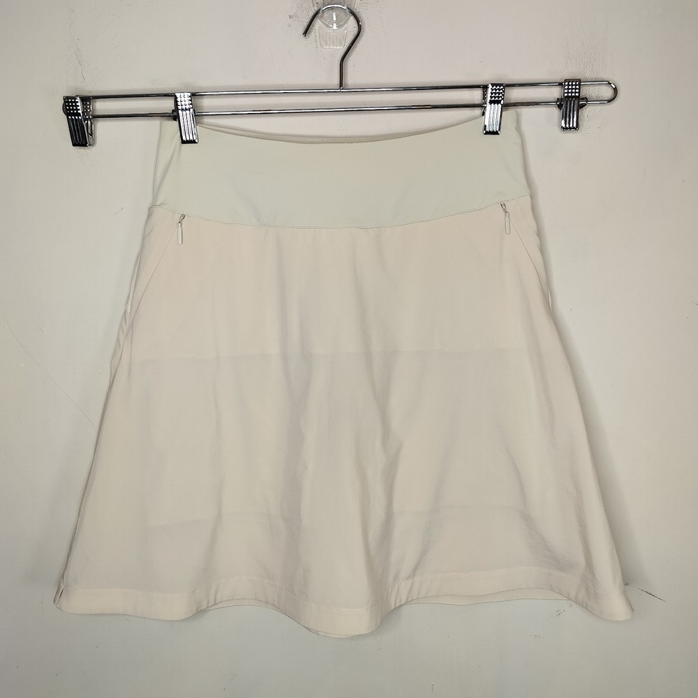 Soft Surroundings Skort A-Line Active Zip Pockets Stretch Beige